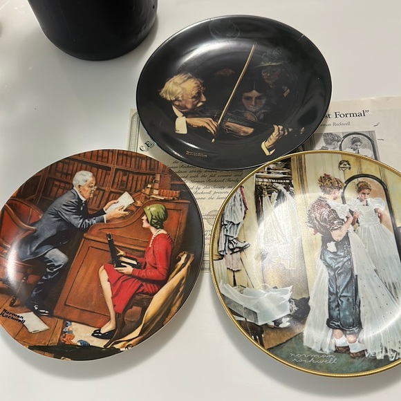 Norman rockwell set of 3 plates authentic